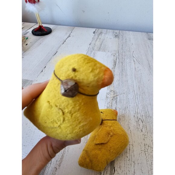 Primitive duck bird bell spring Easter decor unique plush set - Picture 6 of 9